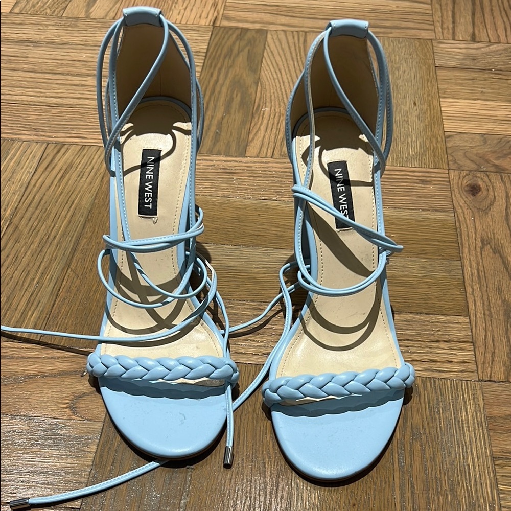Nine West Braided Strap, Ankle Tie Heel Sandals - Picture 2 of 6